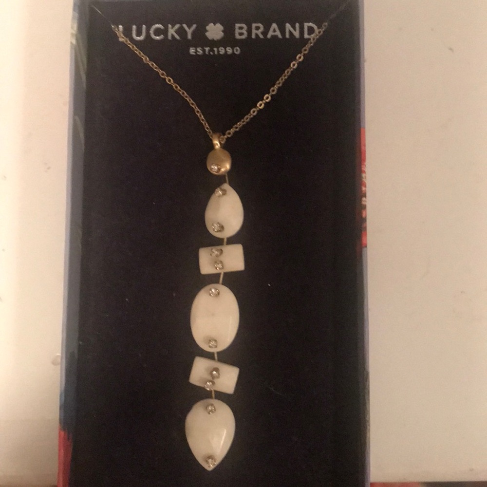 NWT lucky Brand necklace, faux ivory w/ rhinstone!